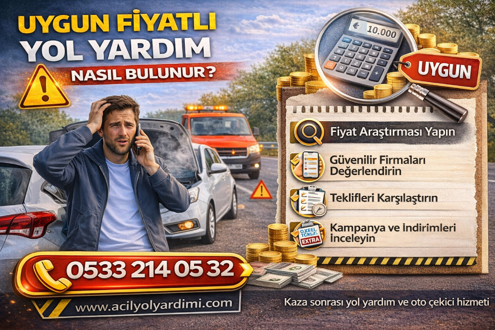 Uygun fiyatlı yol yardımı hizmeti bulma sürecini anlatan rehber görsel